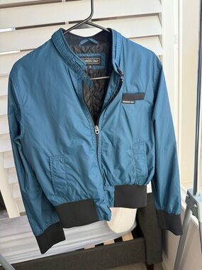 Members Only Blue Teal Lightweight Bomber Jacket